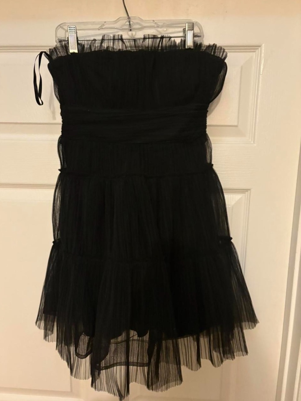 Strapless Black Tulle Mini Dress - Classic Evening Style